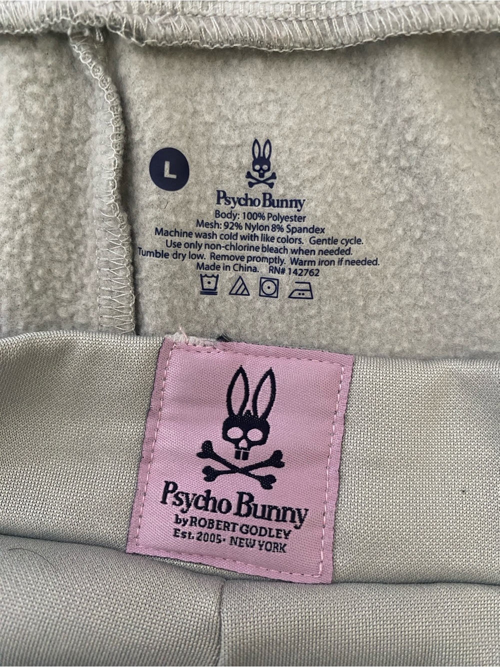 Psycho Bunny Jogger Sweatpants Pink Logo Gray Comfy Streetwear Fleece L Men - Picture 6 of 11